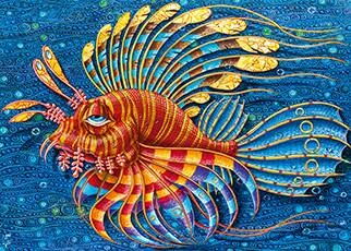 Painting of a colorful lionfish