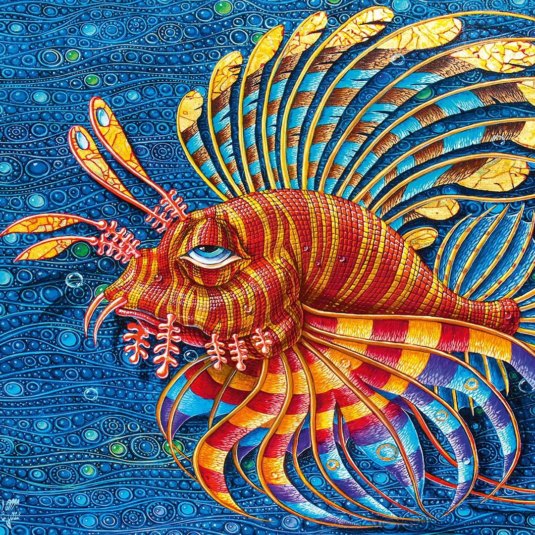 Painting of a colorful lionfish big picture