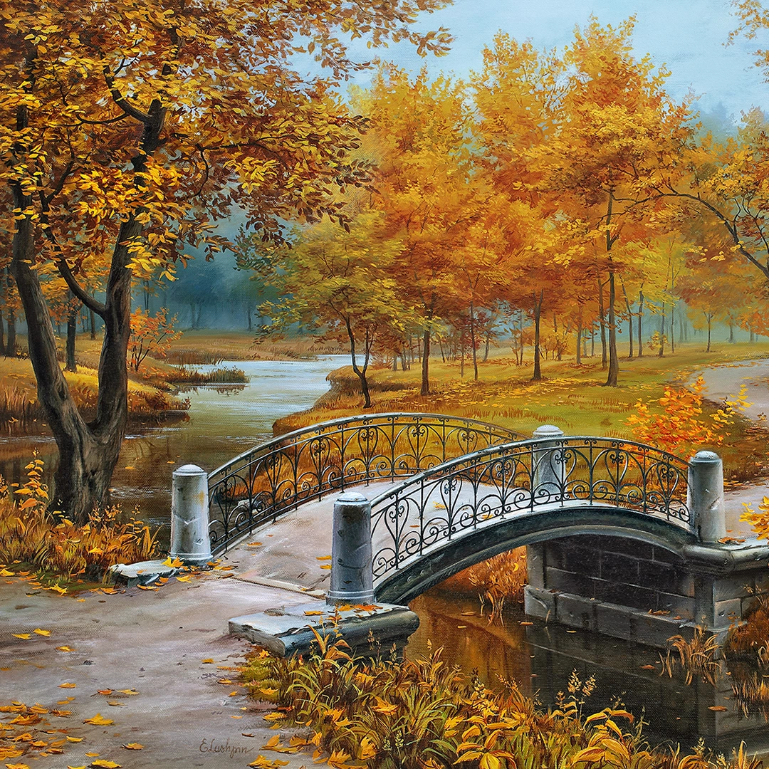 painting of autumn trees in an old park big picture
