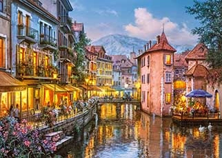 Painting of the river view in Annecy