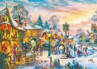 Paiting of a Countryside town during winter