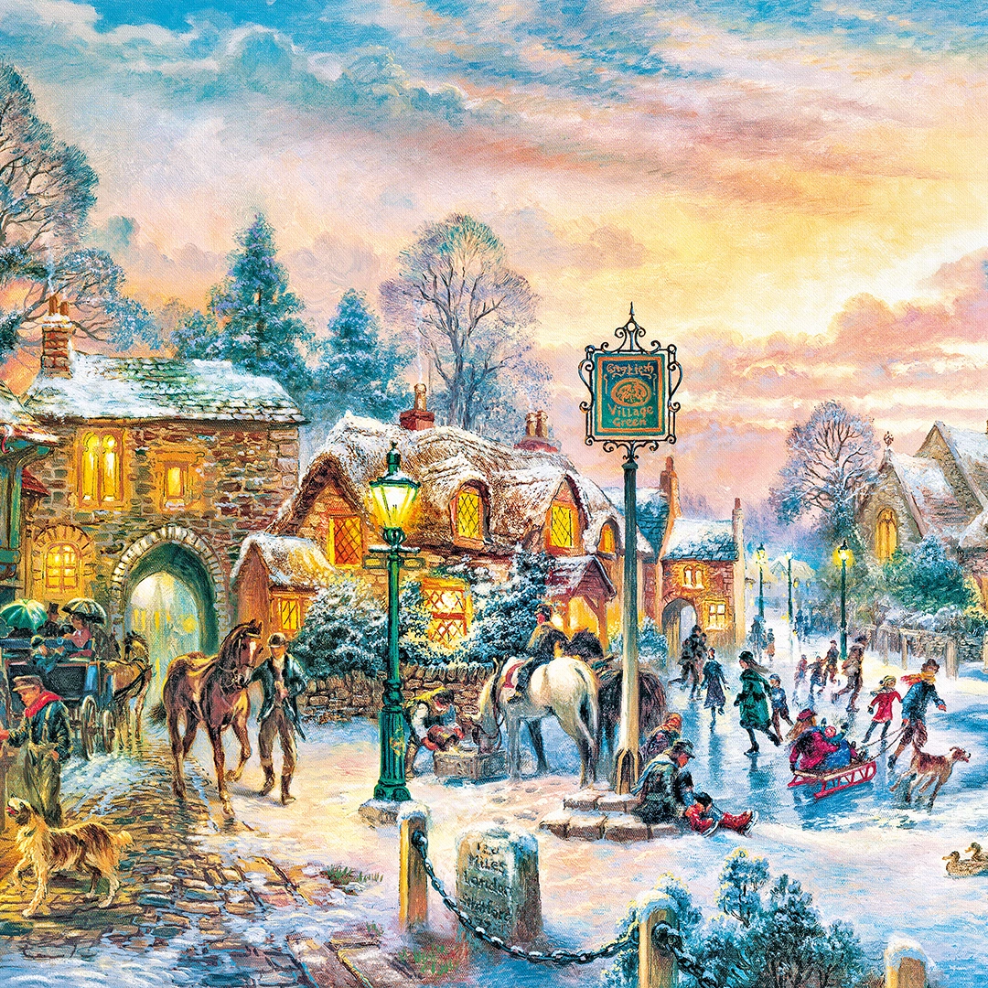 Paiting of a Countryside town during winter big picture