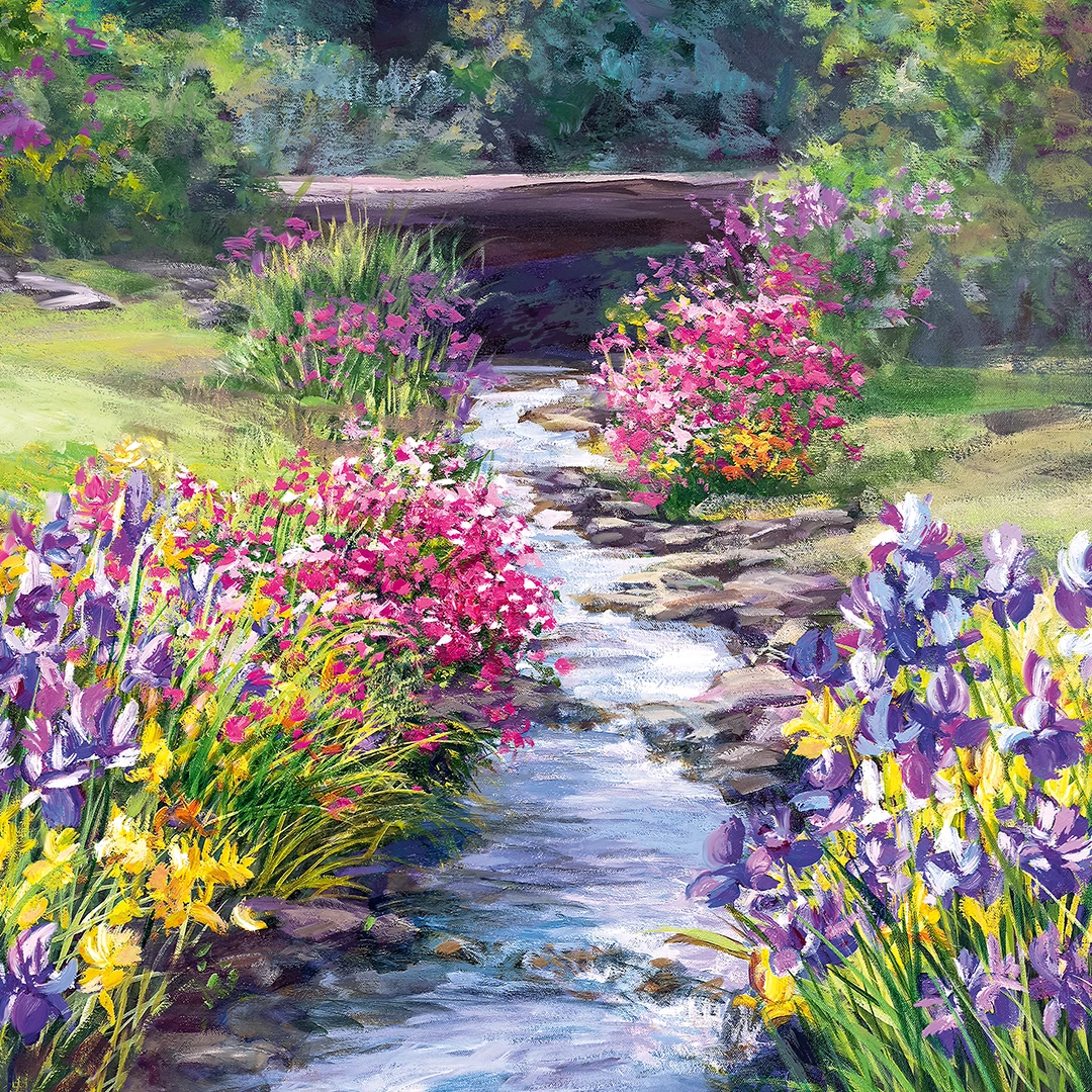 Painting of beautiful flower garden big picture