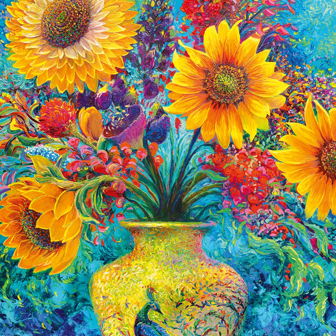 Painting of sunflowers in a pot big picture