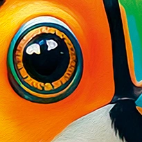 closeup picture of some of the details in Toucans' Paradise product