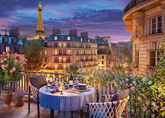 Romantic supper on a Paris balcony 
