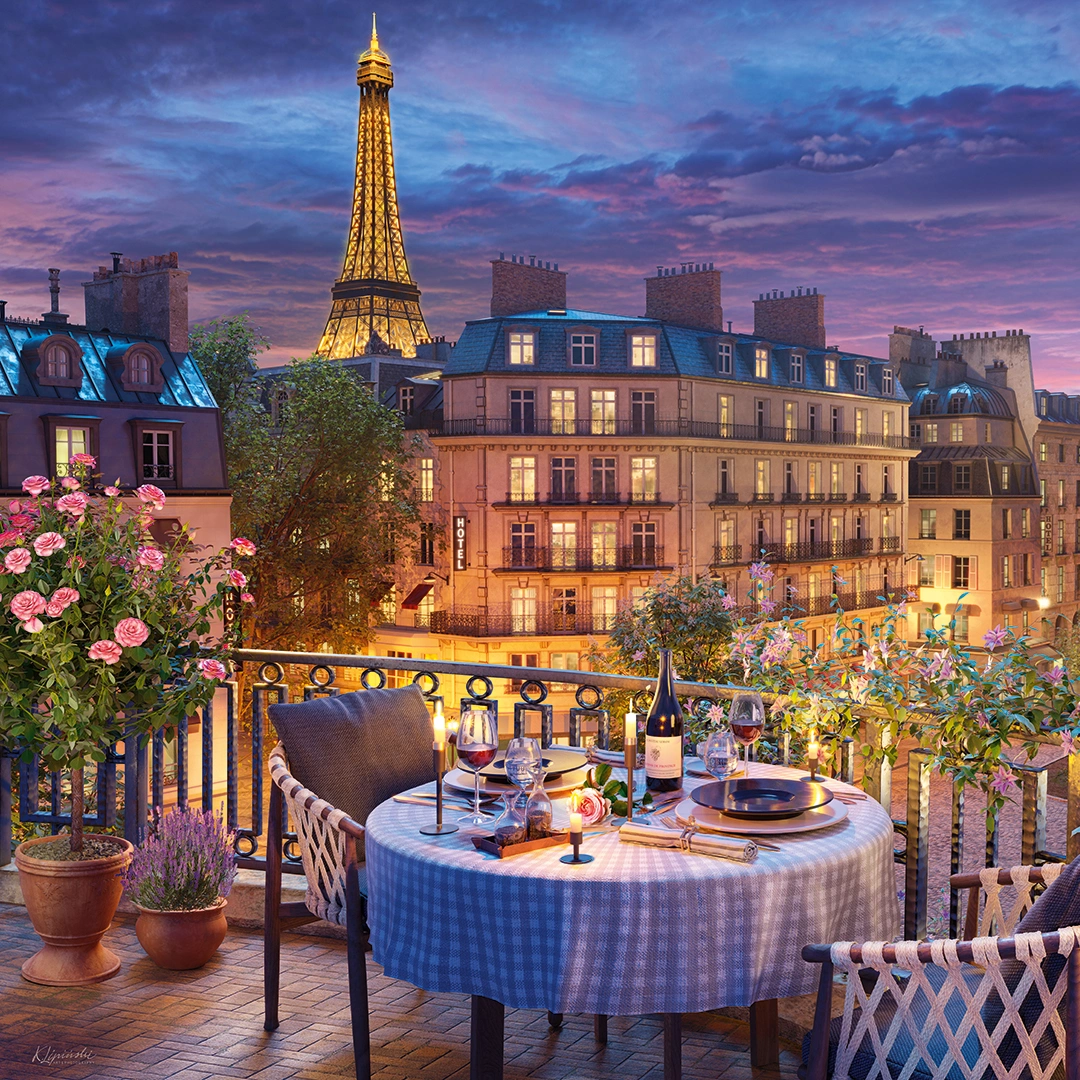 Romantic supper on a Paris balcony  big picture
